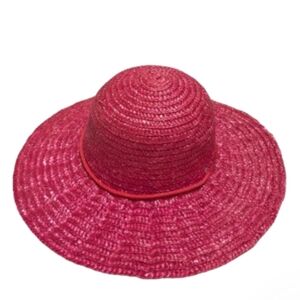 Vintage Hot Pink Brimmed Straw Hat